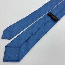 USED Tie Louis Vuitton Tie LV Logo Monogram Blue SILK 100% Japan