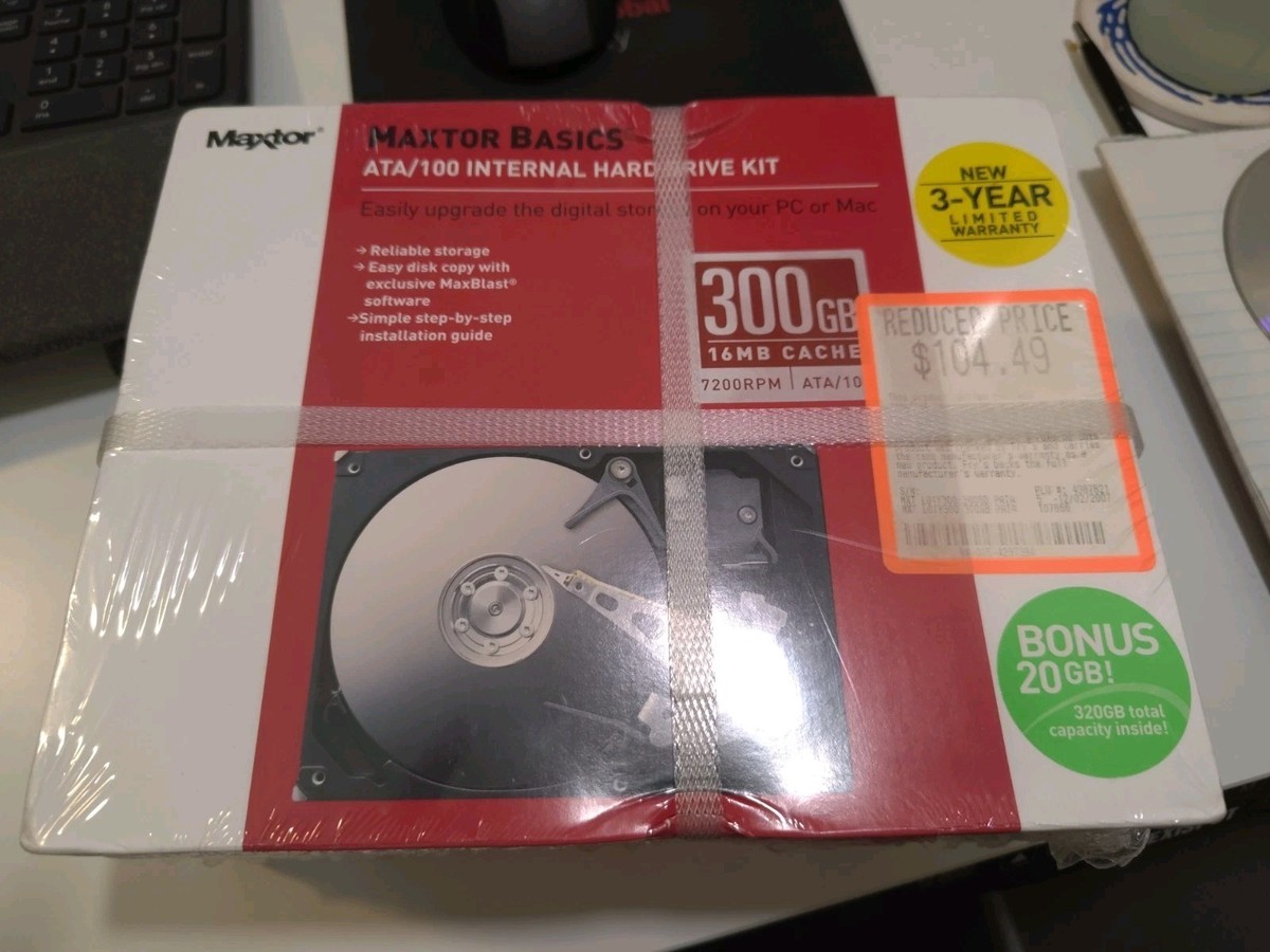 New Maxtor Basics ATA/100 Internal Hard Drive Kit 300GB 16MB Cache