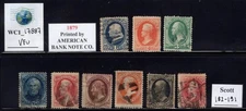 WC1_17887. UNITED STATES. High value 1879 short set. Sc. 182-191. Used