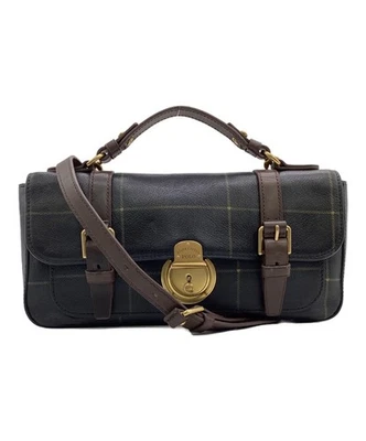 POLO RALPH LAUREN sac à main bandoulière sac à main vert x marron OCCASION bo... - Photo 1/4