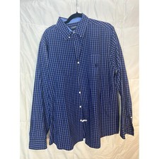 CHAPS Mens Plaid Button Down Shirt Easy Care Long Sleeve XL TG EG Blue