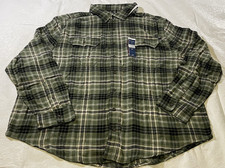George Super Soft Flannel Shirt Men 2XL Olive Plaid Long Sleeve Button Down NEW