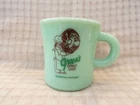 Fire-King Jadite Green's Donut Shop Donuts Doughnuts Advertising Coffee Mug