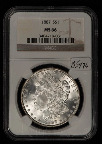 1887 $1 Morgan Silver Dollar - NGC MS 66 - SKU-B5476