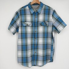 Eddie Bauer Men's Outdoor Blue Plaid Button Front Short Sleeve Shirt Size M