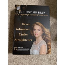 4 in 1 Hot Air Brush 1000W Hair Dryer Volumizer Curler Straightener Black Gold