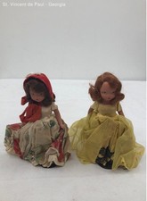 Vintage Pair Of Nancy Ann Storybook Dolls Great Condition With Stands 7" Tall