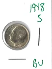 Coin United States 10 Cents (Roosevelt) 1948 S KM195, ASW .0723