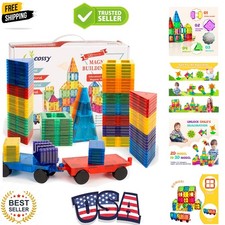 120Pcs Magnetic Tiles Magnetic 3D Building Blocks Set Educational Constructio...