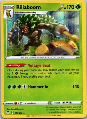 Rillaboom (014) 014/202 SWSH01: Sword & Shield Base Set Holo Rare  NM