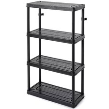 Black 4-Tier Resin Garage Storage Shelving Unit 32 In. W X 54.5 In. H X 14 In.