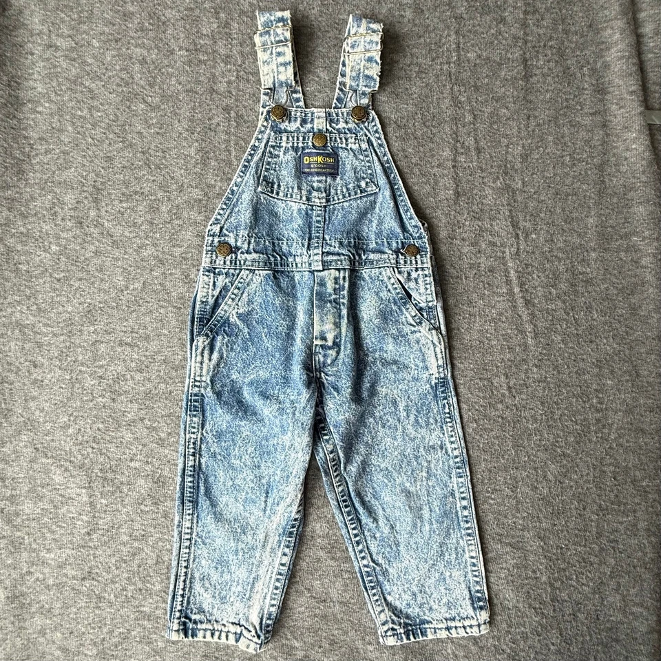 Mono OshKosh B'GOSH Vintage Años 80 90 Vestbak 2T Denim Lavado Ácido Logo Hecho en EE. UU. Foto 2 de 4
