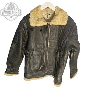 Vintage B3 B-3 Black Shearling Sheepskin Leather Aviator Bomber Flight Jacket