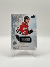 2024-25 Connor Bedard Upper Deck Premier Platinum Blue Neckline /3 Jersey Tag