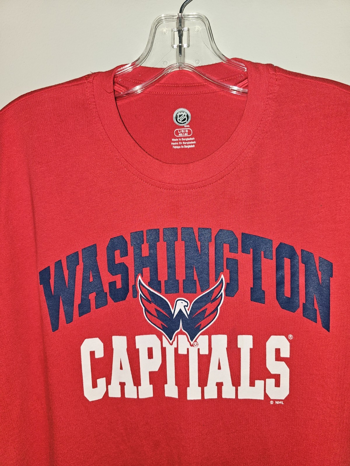 Washington Capitals Retro Throwback Large Mens Red Graphic Logo Tshirt NHL