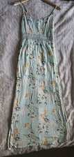 Forever 21 Green Floral Maxi Slip Dress Spaghetti Strap Womens Size Small 