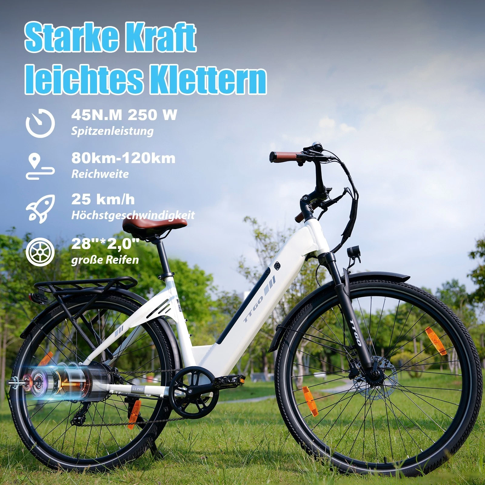 TTGO C3 PRO Electric Bike 20AH 28" 36V 250W Shimano 7 Speed E-City Bike 2025 - Picture 12 of 21
