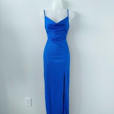 NWT Windsor Blue Shelly High Slit Glitter High Thigh Slit Long Maxi Formal Dress