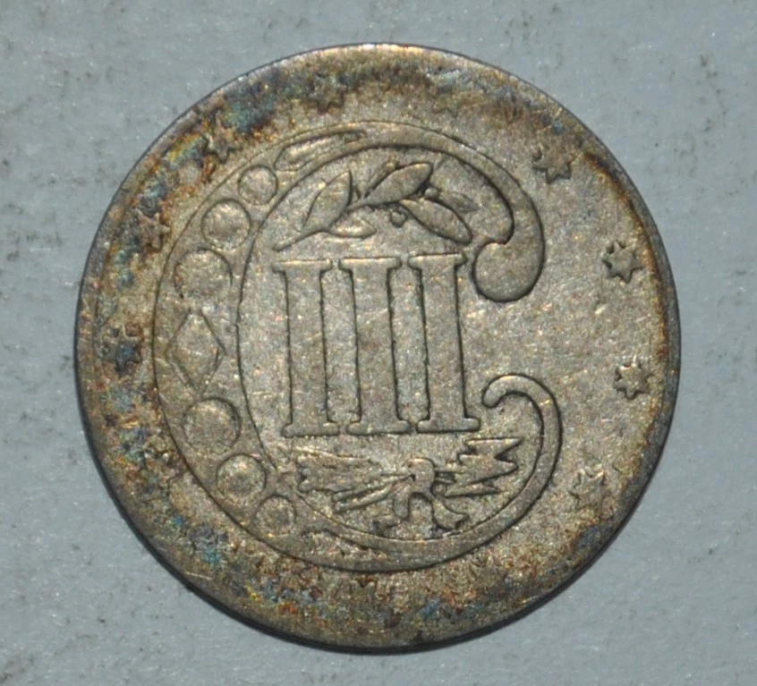 1855 Three (3) Cent Silver {{{6936 - Image 3 of 3