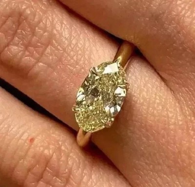 2Ct Oval Cut Simulated Yellow Diamond Solitaire Wedding Ring 14K Yellow Gold FN