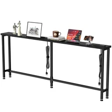 GRLEAF 90" Sofa Table with Power Strip - USB & AC Outlets, Metal Frame, Easy ...