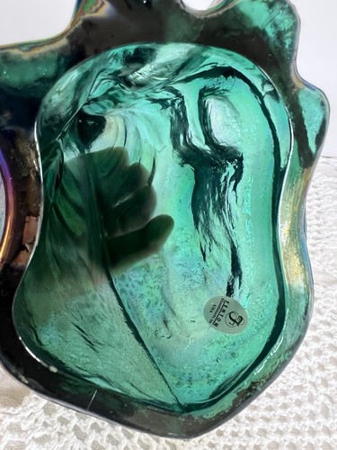 🧡 Vintage Fenton Iridescent Green Winking Alley Cat Glass Figurine 11" 🐾 - Picture 9 of 12