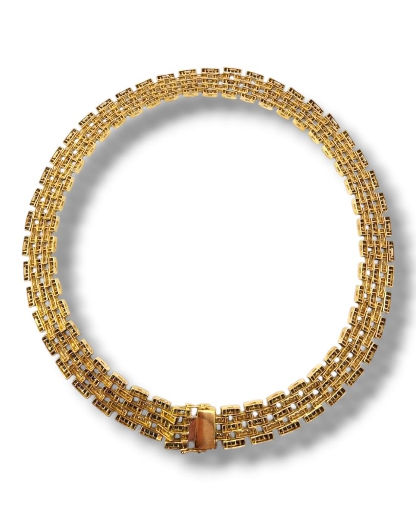 Necklace - 18 kt. Yellow gold, Amazing 18K Gold Diamond &Sapphire Womens image 7