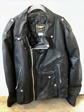 Vintage US Made Co. Motorcycle Bikers Leather Heavy Jacket Size 52 Made in USA