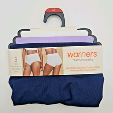 Warners Womens Blissful Benefits BRIEFS Panties MICROFIBER 3-Pack MEDIUM 6
