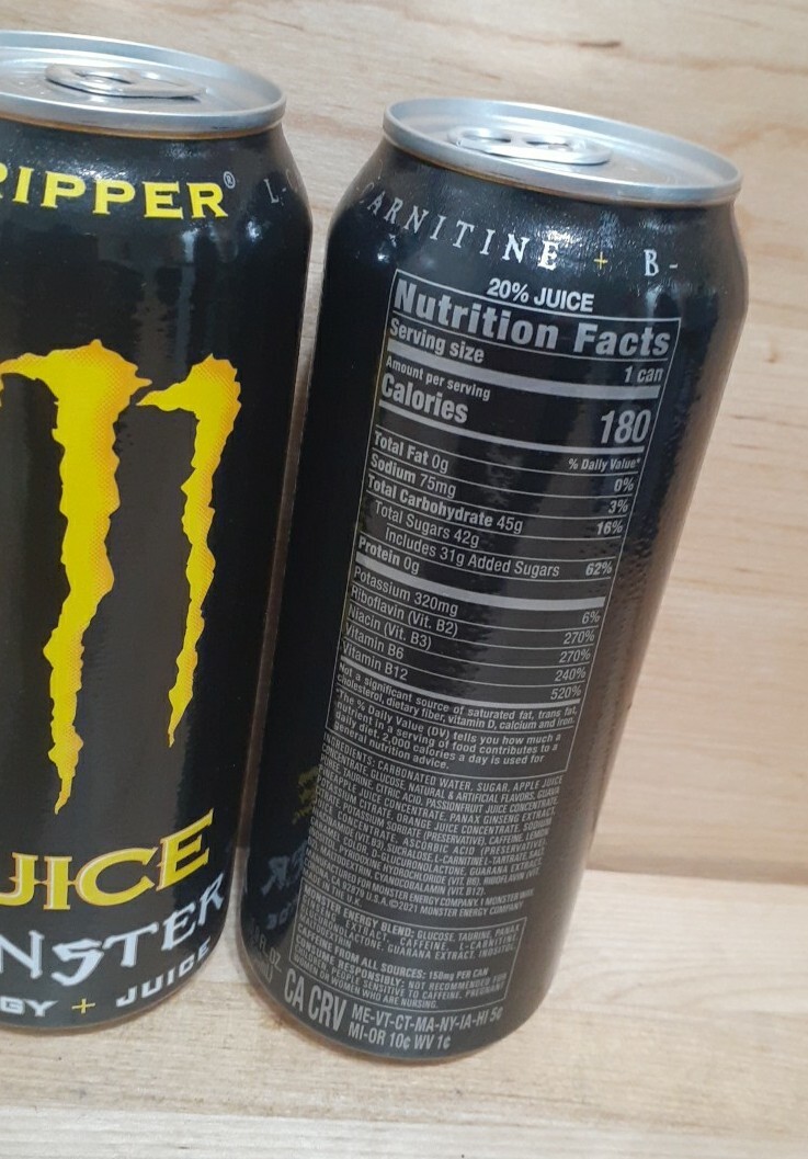 3 CANS:Monster Energy RIPPER JUICE Limited Edition L-CARNITINE + B