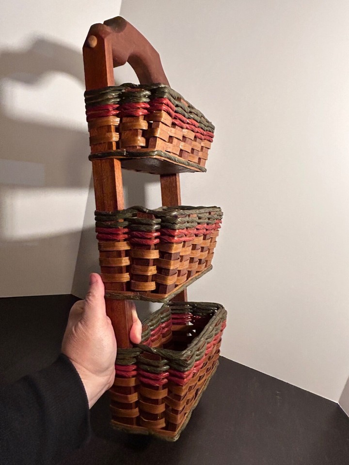 Foxcreek Basket Co. 3 Tier Hanging Storage Baskets and Key Hooks eBay