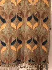 PASHMINA Scarf Shawl Wrap LARGE Brown Gold Black 70% Pashmina 30% Silk 72”x27”