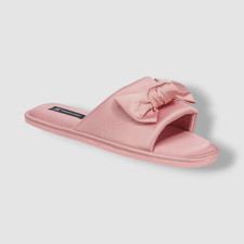 INC International Concepts Womens Pink Satin-Bow Slide Slippers Shoes Size 11-12