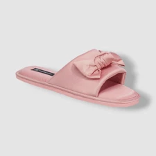 INC International Concepts Womens Pink Satin-Bow Slide Slippers Shoes Size 11-12