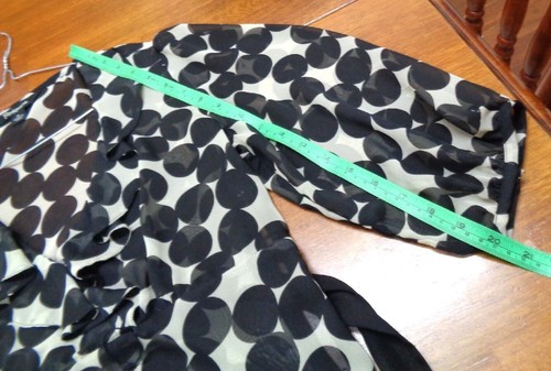ROCKMANS LADIES TOP SIZE 10 SHEER BEIGE BLACK DOTS - FRILL - TIE - POLYESTER - Picture 8 of 18