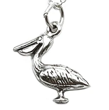 Sterling Silver Pelican Charm Pendant Necklace-#1474