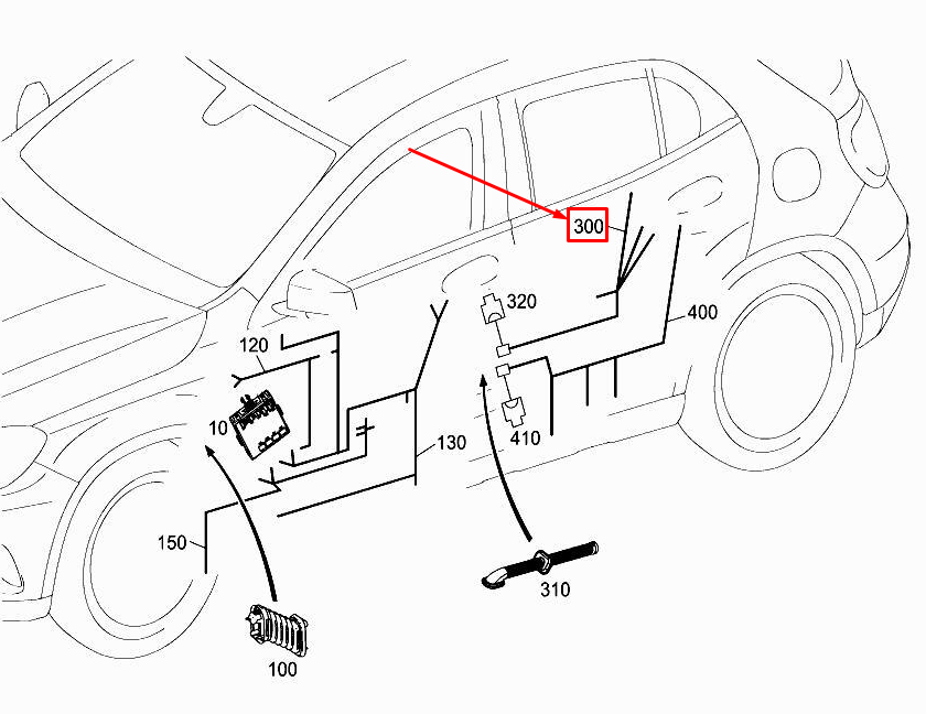 Neu MERCEDES-BENZ B W246 Kabelbaum für die hintere Tür A2465401035 Original