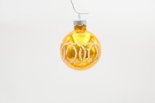 Vintage Christmas Ornament Gold With White Stencil Made In USA Box #86 +