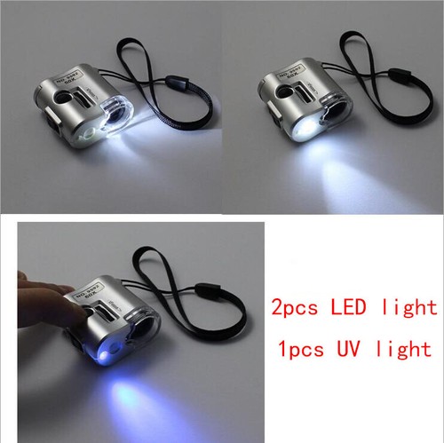 60x Mini LED Iluminado UV Portátil Microscopio de Bolsillo Lupa Vidrio Joyería Lupa - Imagen 4 de 9