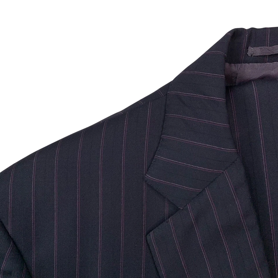 Traje de Lana Para Hombre 46 L Brioni Gris Carbón/Rosa Multi Rayas Hecho en Italia Foto 3 de 4