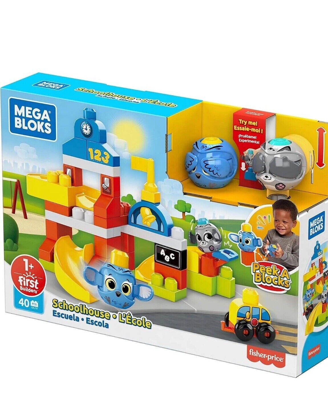 Mega Bloks Peek A Blocks Schoolhouse 40pcs First Builders Fisher-Price Learning
