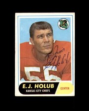 E.J. Holub Signed 1968 Topps Kansas City Chiefs Autograph
