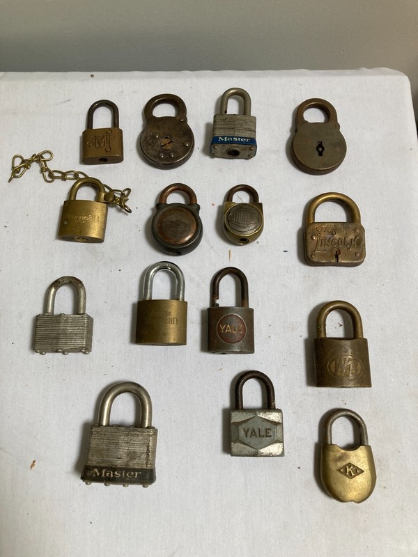 Vintage Brass Padlock Lock Collection Lot Of 15 - Yale, Master,  No Keys