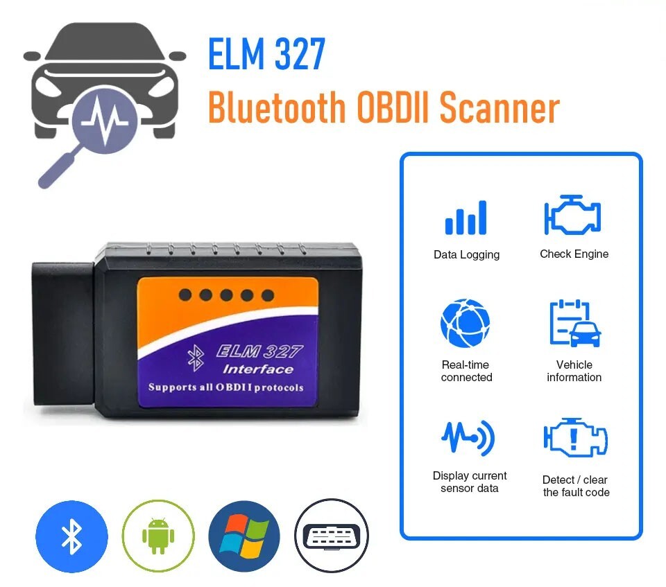 Bluetooth OBD2 OBDII Car Diagnostic Scanner Auto Fault Code Reader Tool ELM327-image