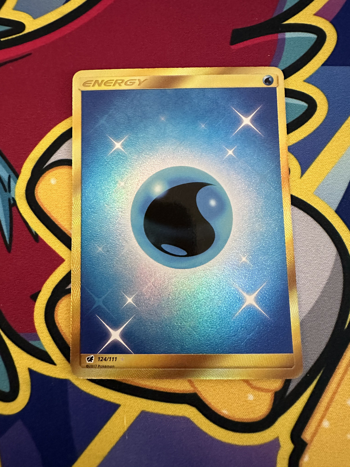 Pokémon Water Energy 124/111 Sun & Moon Crimson Invasion Gold Secret Rare NM/M
