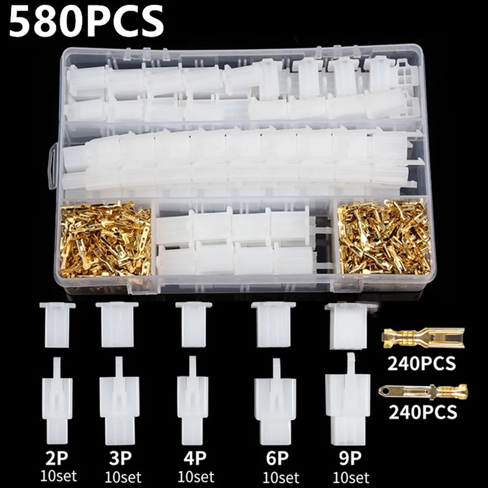 580PCS Car Auto Electrical 2.8mm 2 3 4 6 9Pin Wire Connector Motor Plug Terminal - image 2 of 4