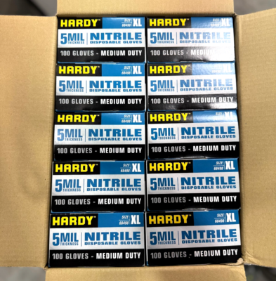 #ad Hardy 68498 Nitrile Gloves 5MIL MEDIUM DUTY CASE 10 BOXES XL $64.99