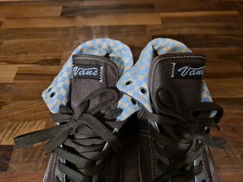 VINTAGE Y2K WOMEN'S VANS LONO HI TOP PLAID/CANVAS/SUEDE BROWN SNEAKERS UK SIZE 7 - Picture 2 of 6