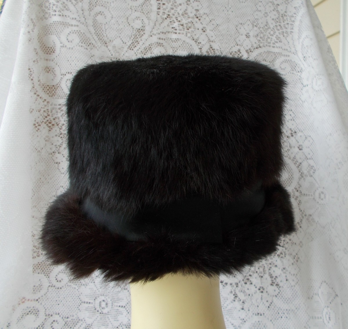 Vintage Union Made Rabbit Fur & Black Leather Hat Vintage Rodeo Leather Rabbit Fur Aviator Hat for Men  main image 2