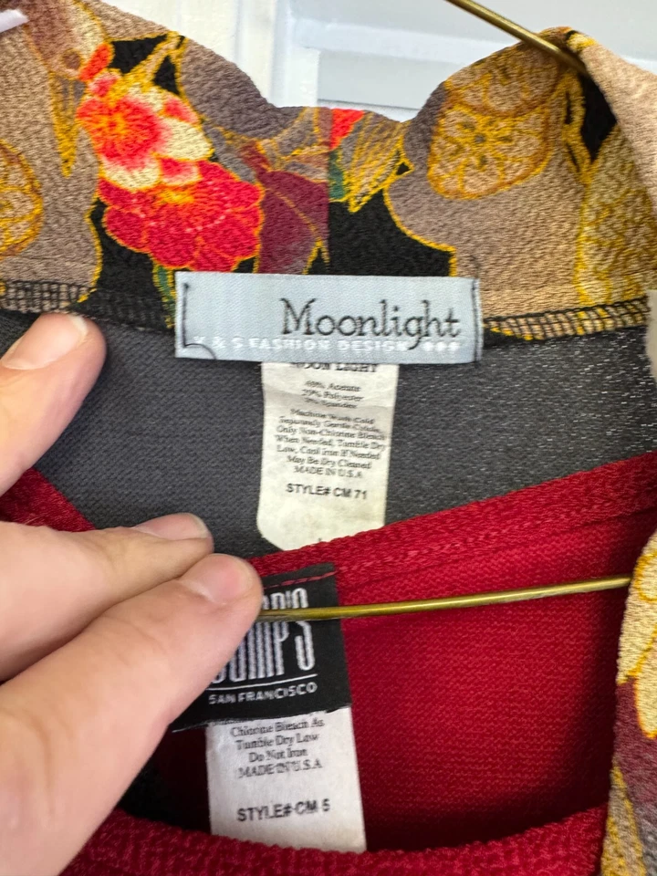 Chaqueta Moonlight by Y&S L negra estampado asiático floral manga 3/4 + tops con capucha x2 Foto 4 de 4